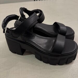 Chunky Platform Sandals Madden Girl US 11 Black Adjustable Strap 90s Grunge Y2K